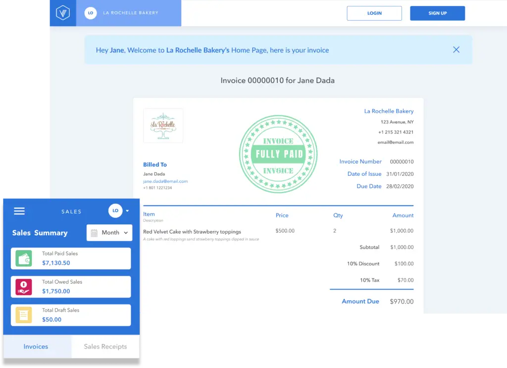 create a invoice with free invoicing app from Vencru