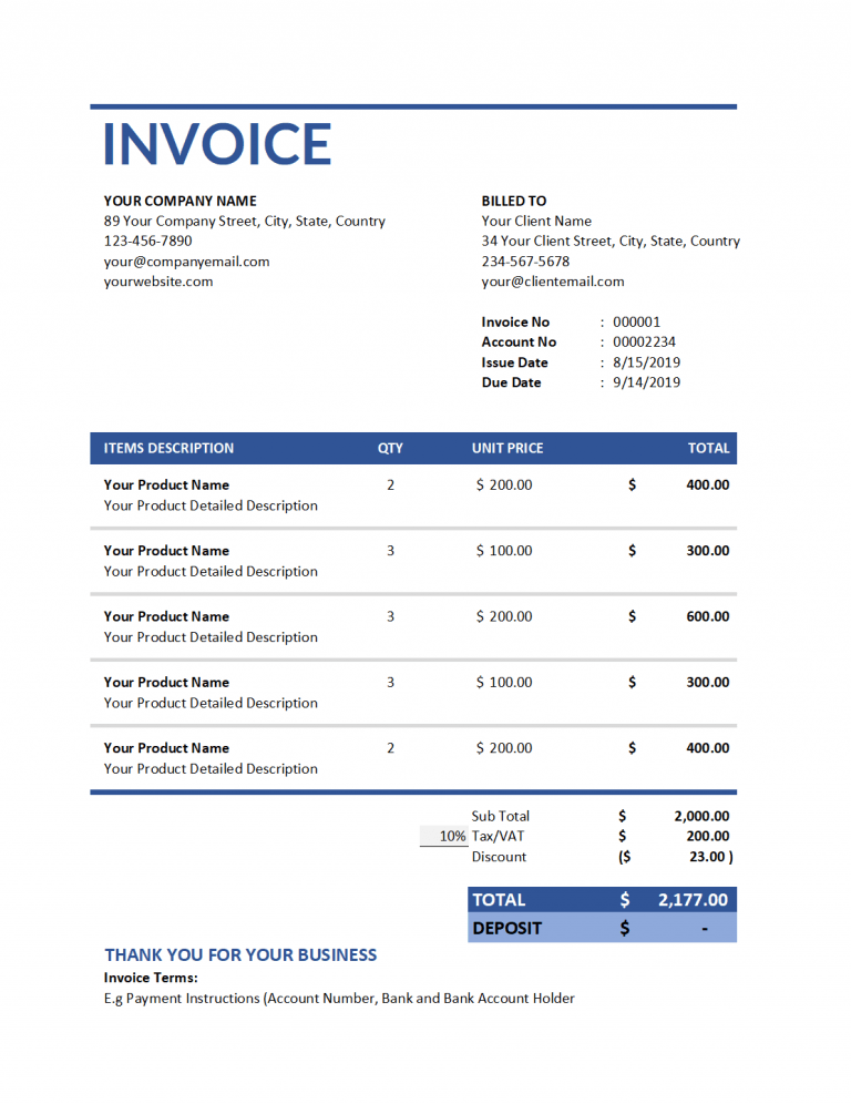 Free construction invoice template Vencru