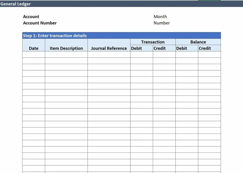 Image of Vencru general ledger template