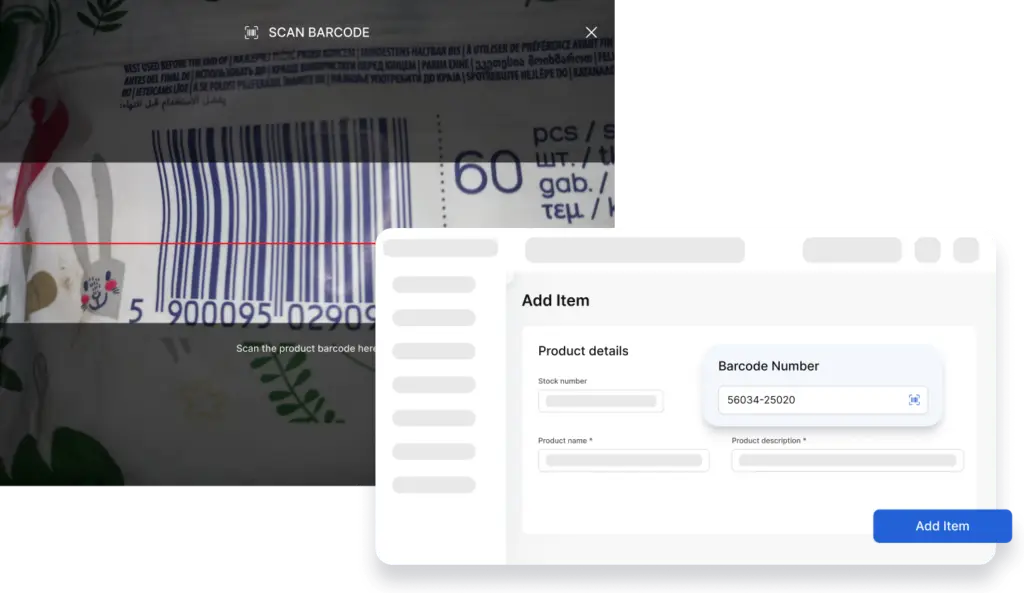 Screenshot of Vencru barcode scanner for inventory