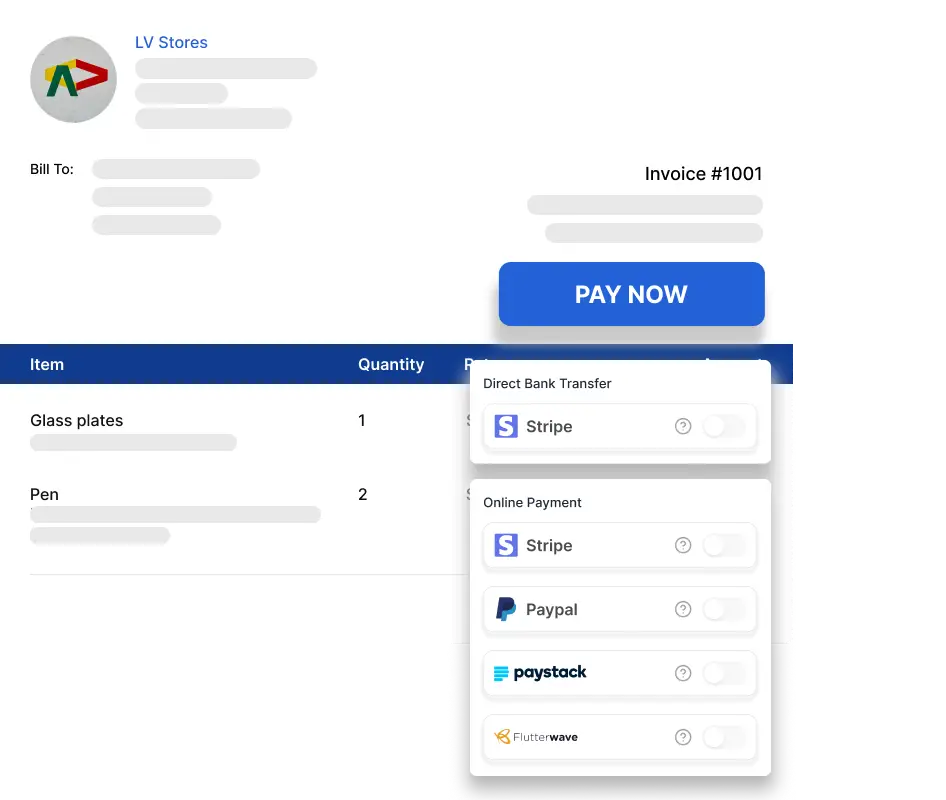 Invoice generator software with online payment gateway