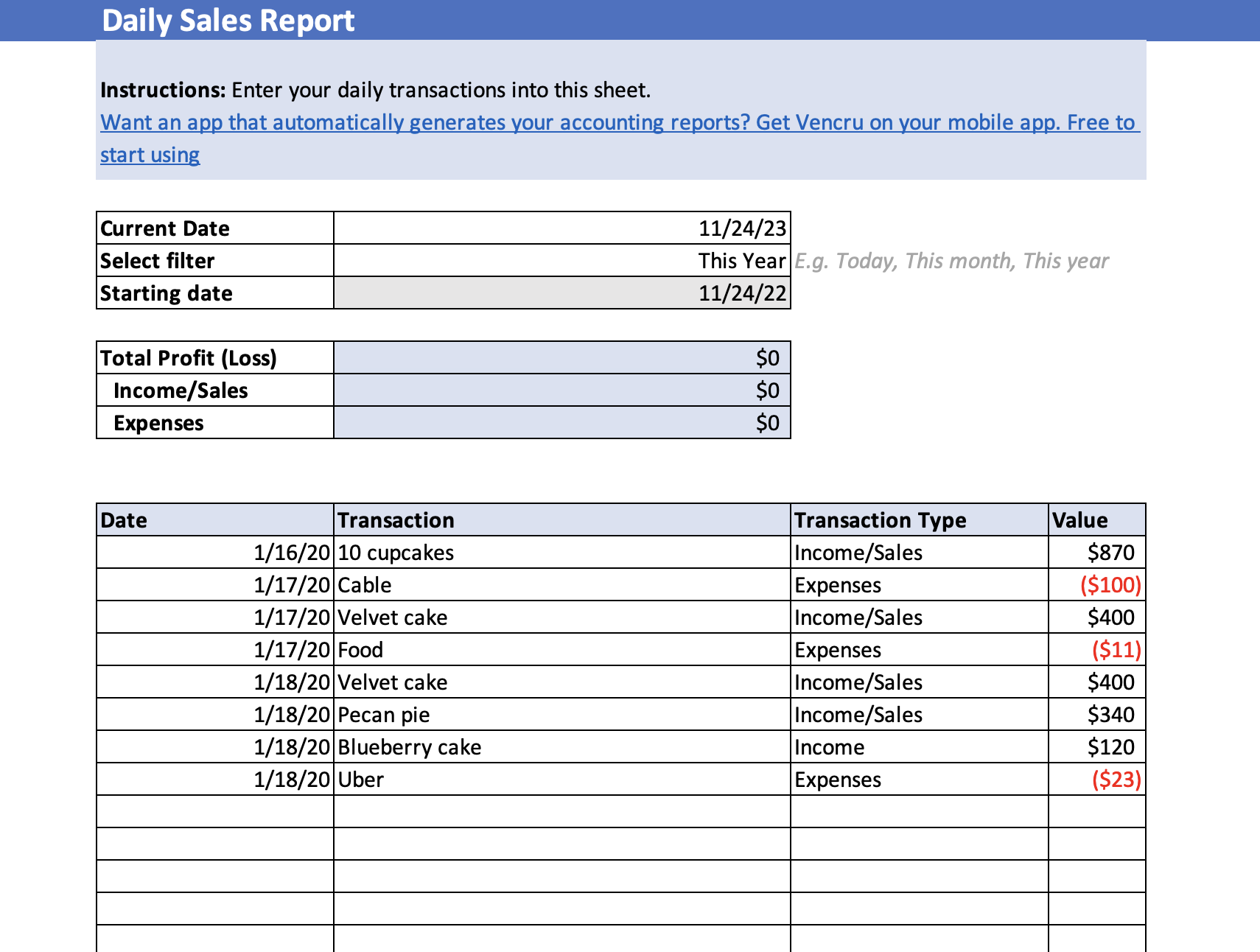 Free Daily Sales Report Template | Vencru
