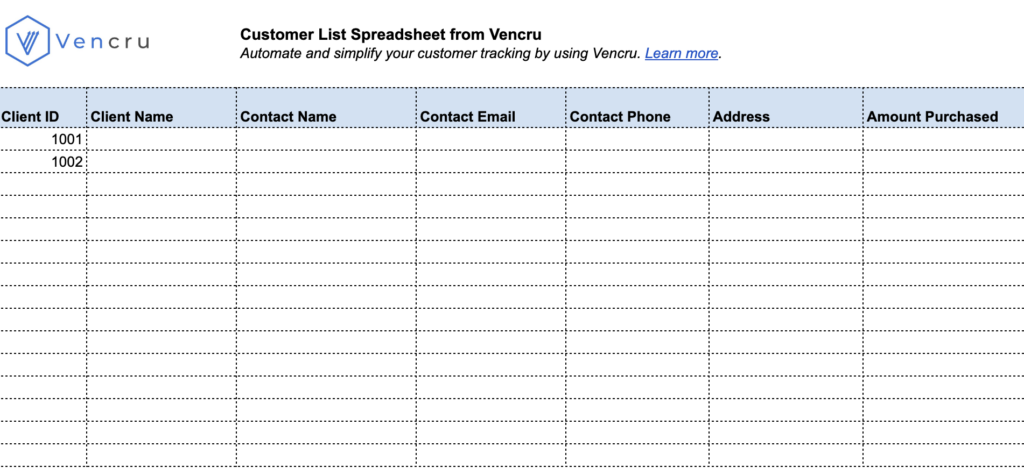 Client List Template