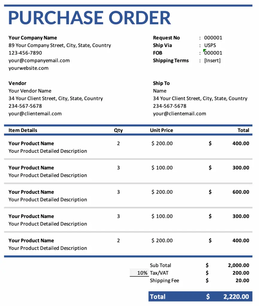 Purchase Order Template